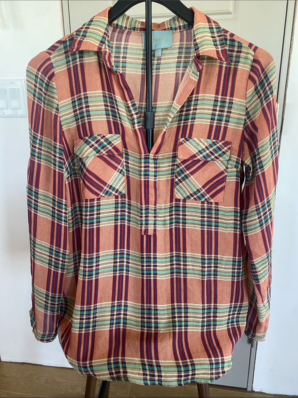 Skies Are Blue Rust Plaid Pullover Shirt